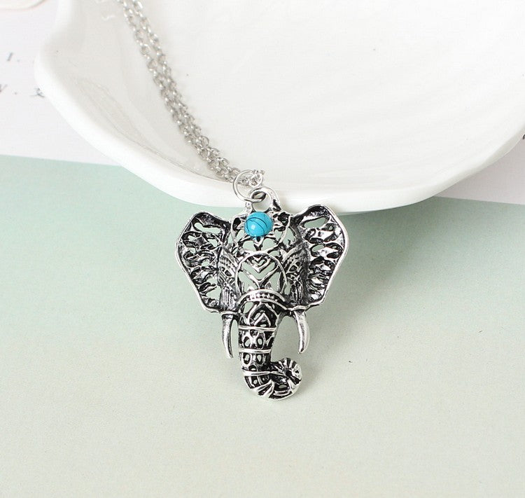 Gypsy Vintage Silver Elephant Pendant Necklace Chain Jewelry Gift