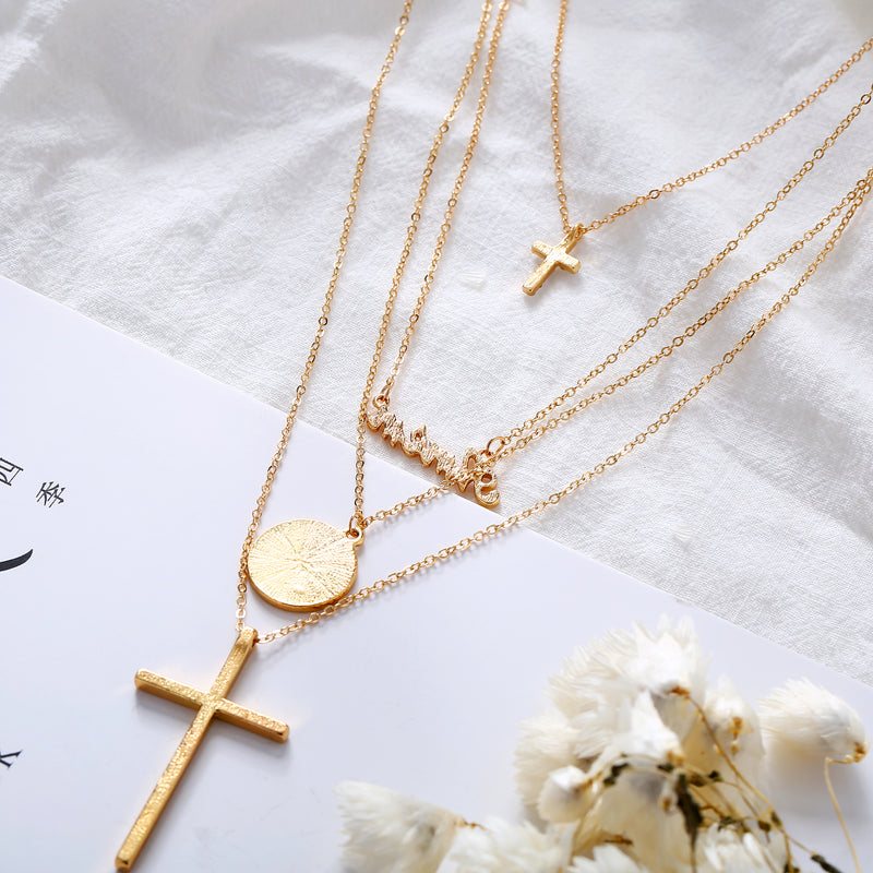 Gold Color Coin Layered Necklace Multilayer  Necklaces for Women