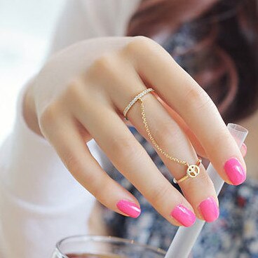 Europe and the United States personality open palm anti-war tassel chain ring   8RD124