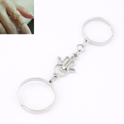 Europe and the United States personality open palm anti-war tassel chain ring   8RD124