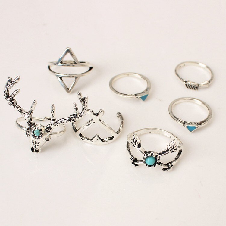 7 pcs/set Vintage Gypsies  Finger Rings Set