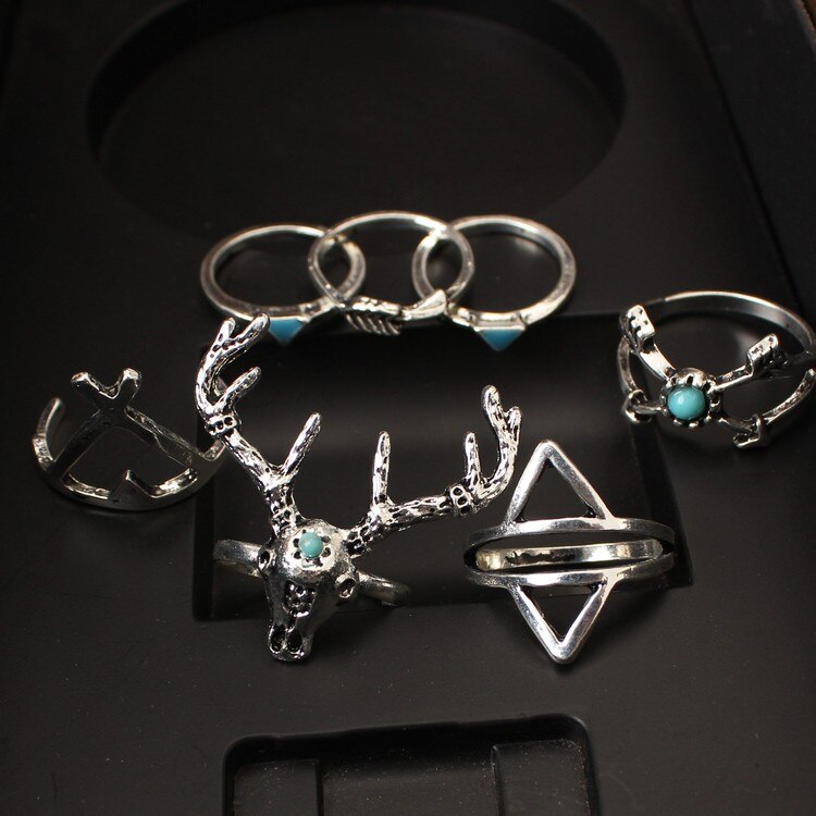 7 pcs/set Vintage Gypsies  Finger Rings Set