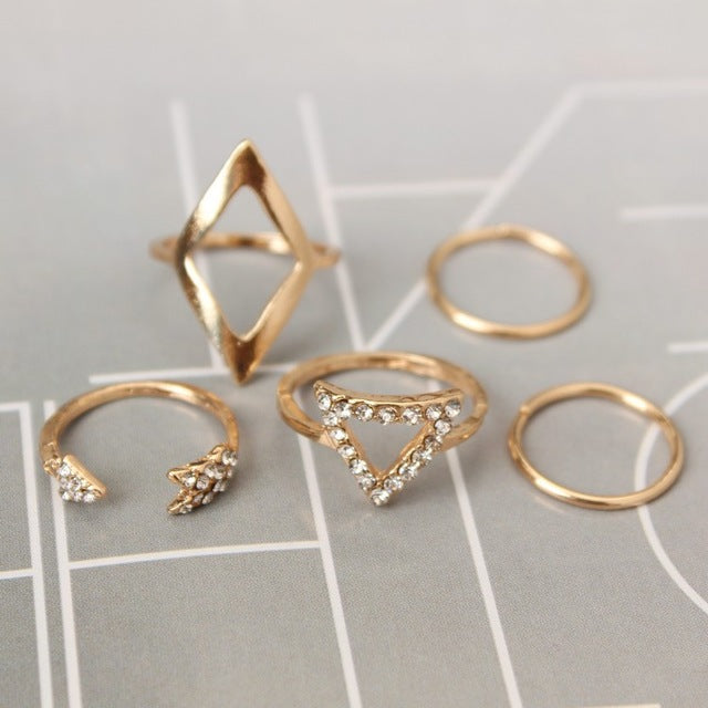 5 pcs/set  crystal women knuckle rings