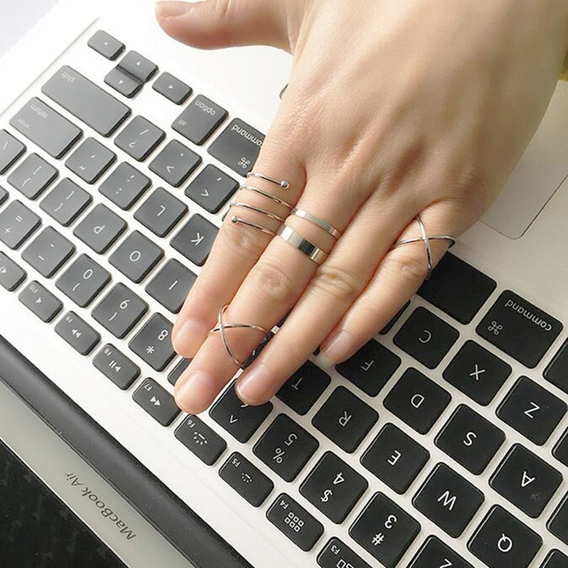 6pcs/set punk stackable Knuckle midi rings for women