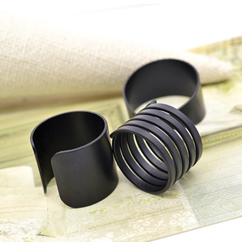 Three-Piece Suit Black Plain Ring