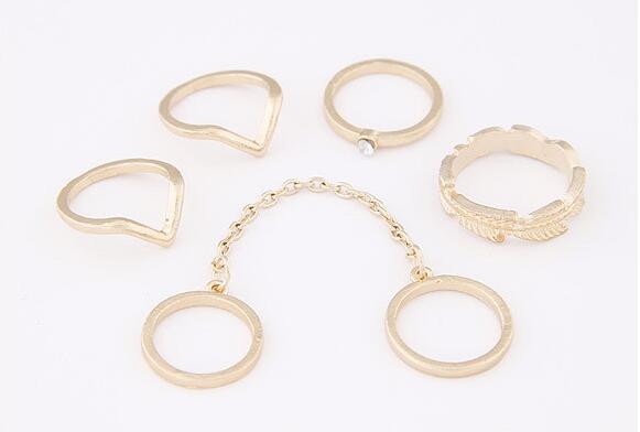 Europe and the United States leaves joint ring 6 sets of personalized wild ring