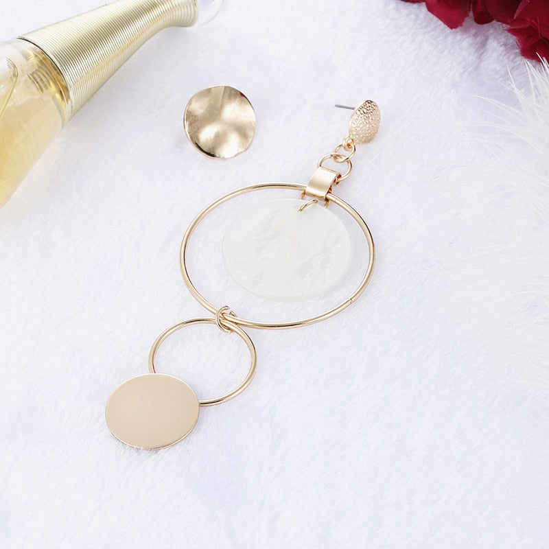 Korean Style Asymmetric Earrings Gold Color