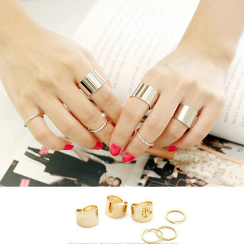 6Pcs/lot Fashion Gold and Silver color Finger Knuckle Ring Set