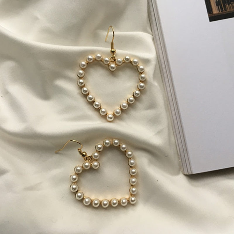 New Arrival Gold Color Love Heart Drop Earrings For Women