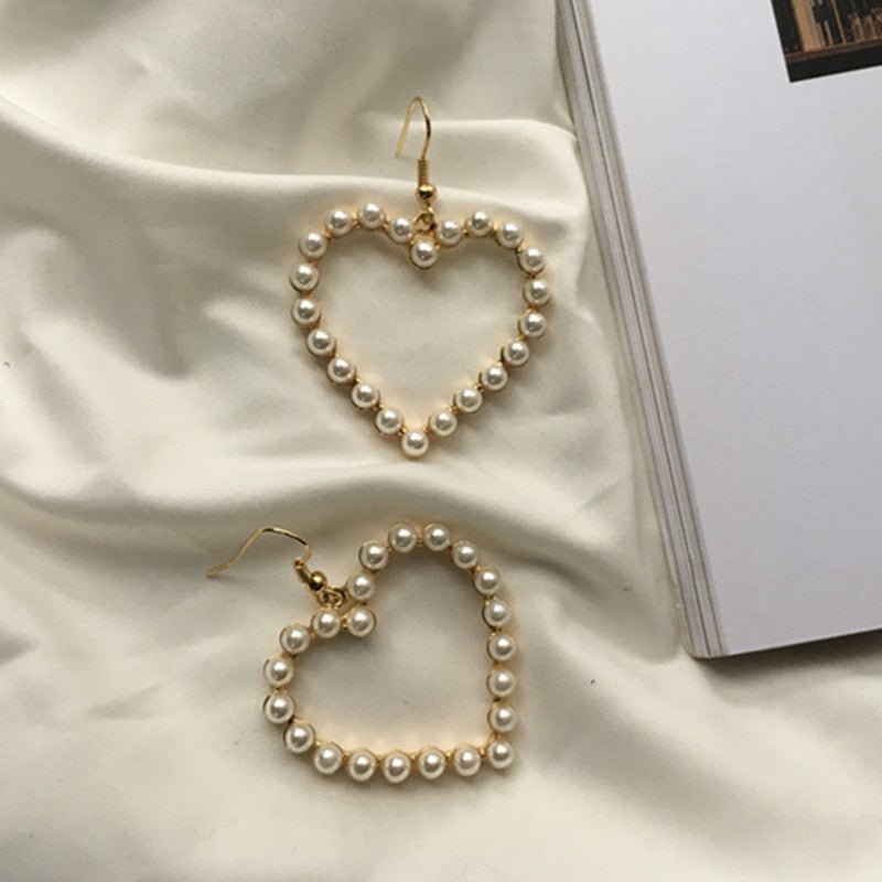New Arrival Gold Color Love Heart Drop Earrings For Women