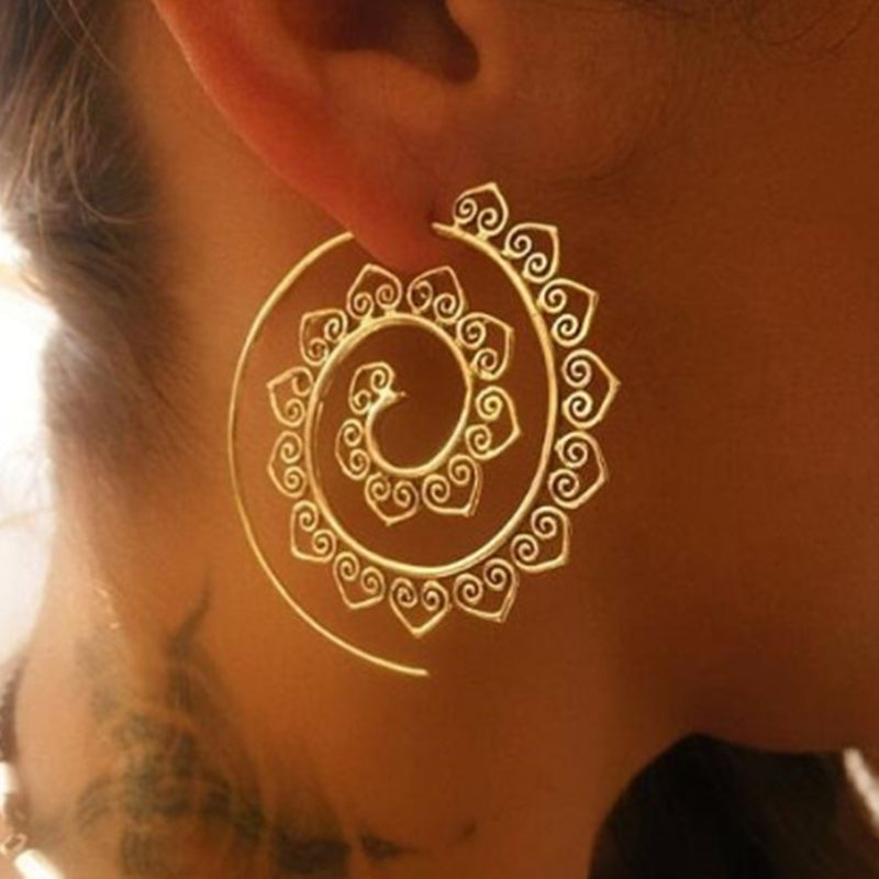 Gold Color Geometric Earrings Steampunk Style Statement Party Jewelry