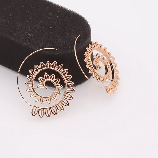 Gold Color Geometric Earrings Steampunk Style Statement Party Jewelry