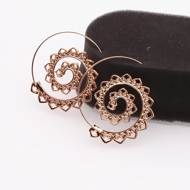 Gold Color Geometric Earrings Steampunk Style Statement Party Jewelry