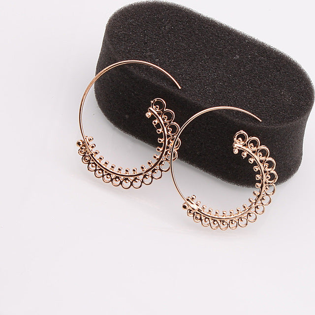 Gold Color Geometric Earrings Steampunk Style Statement Party Jewelry