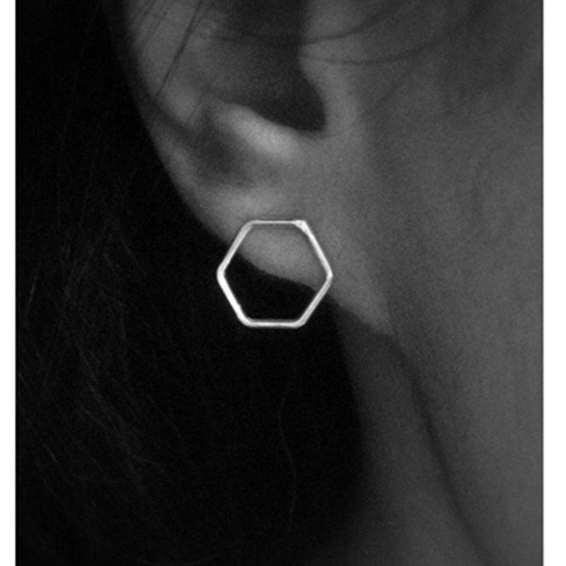 Simple Design Fashion Hexagon Stud Earrings For Women