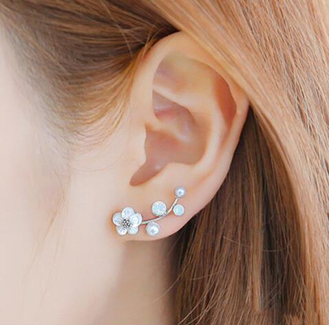 Korean Jewelry New Crystal Front Back Double Sided Stud Earring For Women