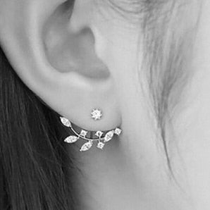 Korean Jewelry New Crystal Front Back Double Sided Stud Earring For Women