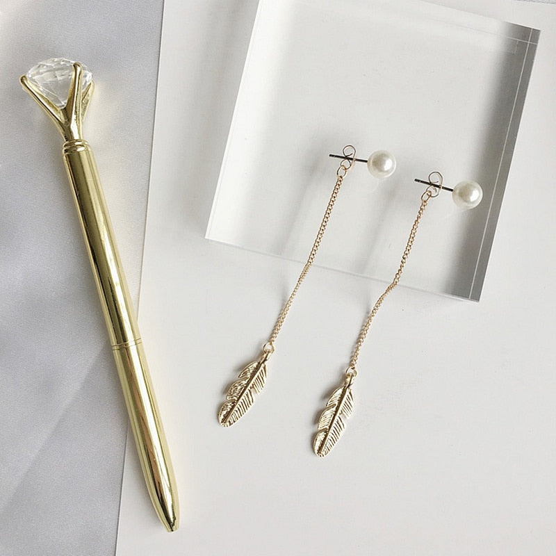 New Arrival Gold Color Leaf Long Tassel Drop Earrings