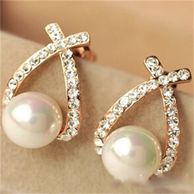 Fashion Jewelry Simulated Pearl Drop Earrings Cute Bowknot Dangle Earrings For Women