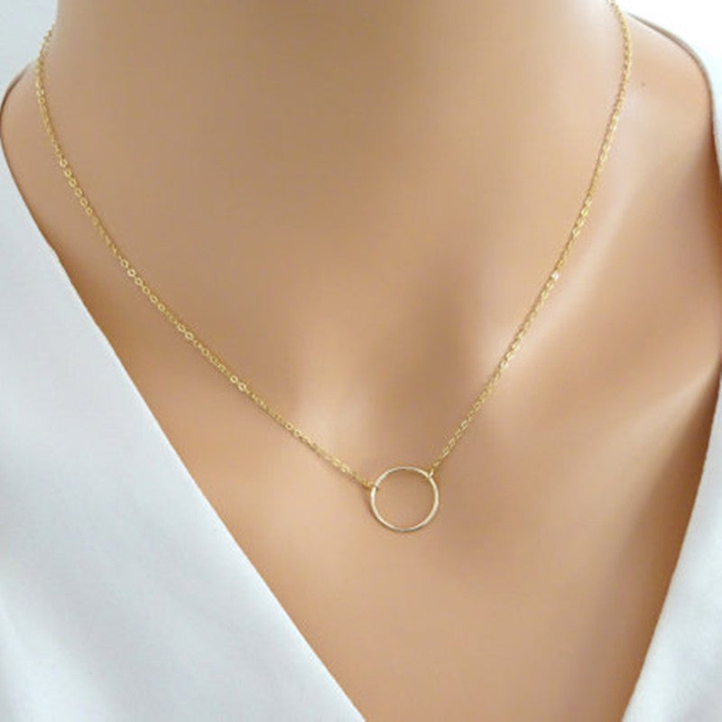 Women's Fashion Minimalist Simple Circle Pendants Chains Necklace