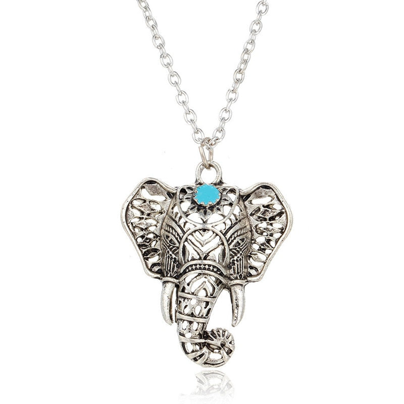 Gypsy Vintage Silver Elephant Pendant Necklace Chain Jewelry Gift