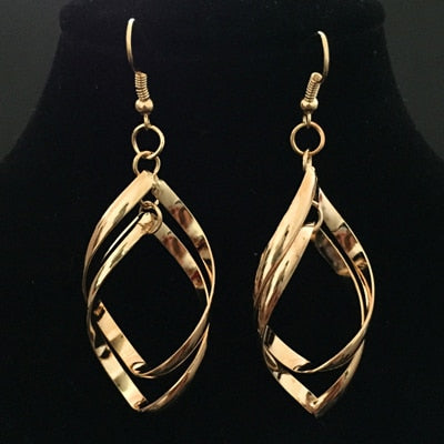 Gold Silver Color Leaf Dangle Earrings Piercing