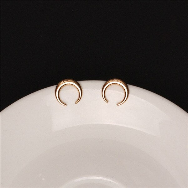 Boho Style Gold Silver Color Crescent Stud Earrings for Women