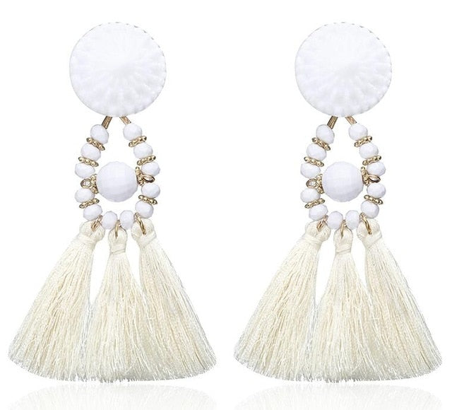 Bohemian Long Statement Tassel Drop Earrings