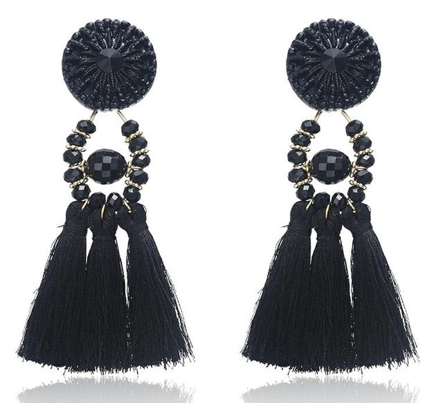 Bohemian Long Statement Tassel Drop Earrings