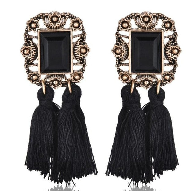 Bohemian Long Statement Tassel Drop Earrings