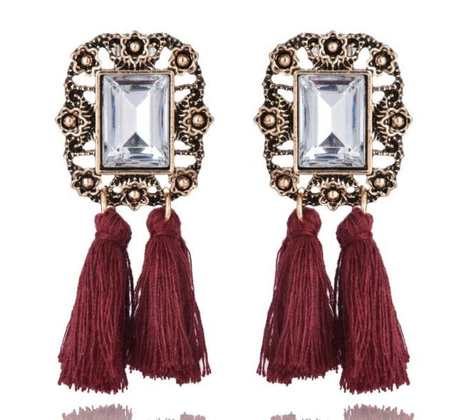 Bohemian Long Statement Tassel Drop Earrings