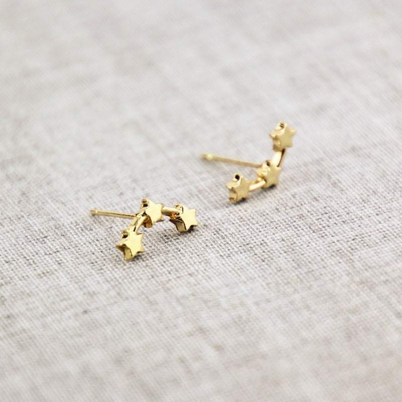 New Shiny Three Stars Stud Earrings For Women