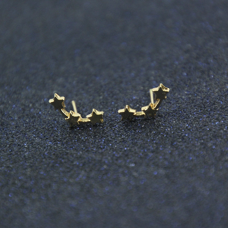New Shiny Three Stars Stud Earrings For Women