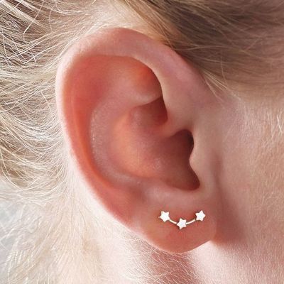 New Shiny Three Stars Stud Earrings For Women