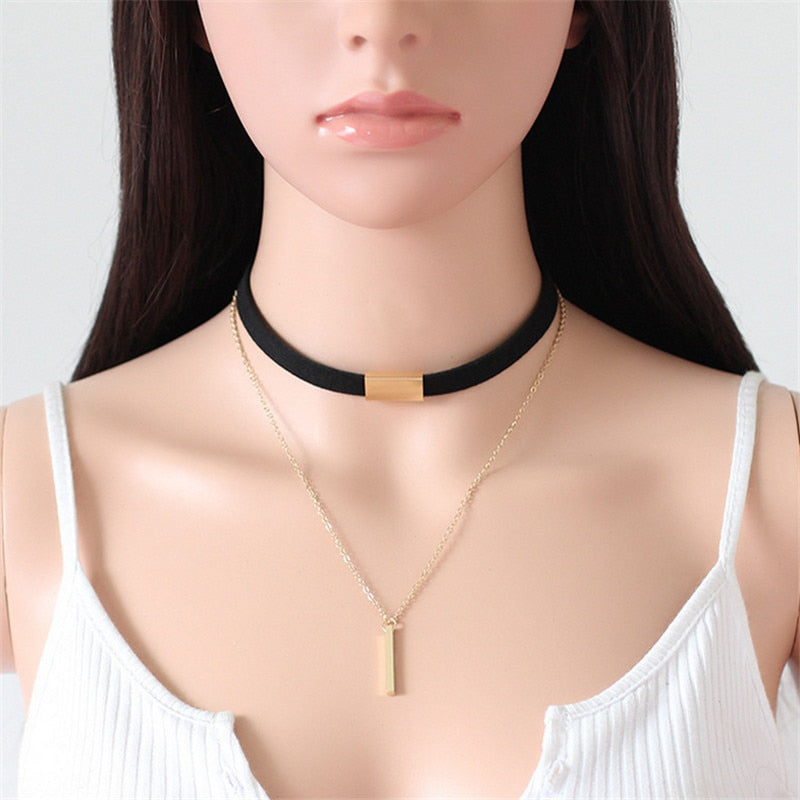 Poputton Gold Color Three Layered Chain Initial Necklace for Women