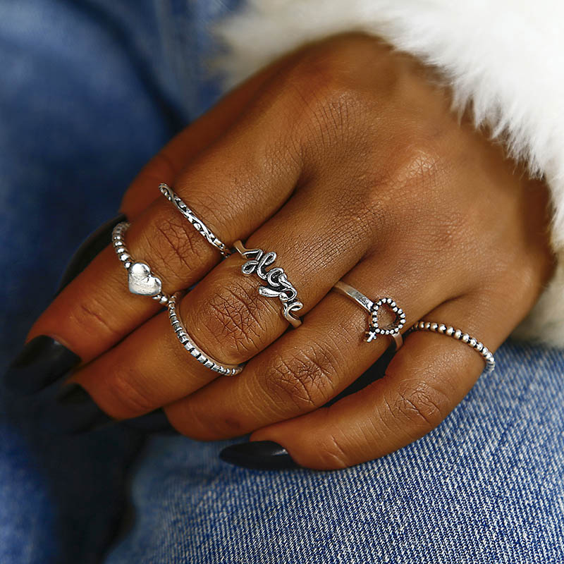 NJ13 Crystal Wedding Rings Hollow Heart Statement  Ring Women