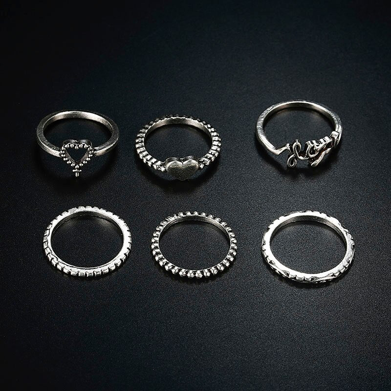 NJ13 Crystal Wedding Rings Hollow Heart Statement  Ring Women