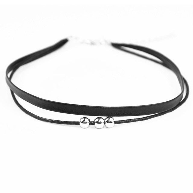 The New Fashion Jewelry Black Leather Choker Necklaces For Women