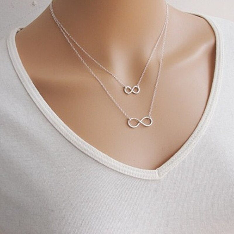 New Fashion Multi Layer Necklace Gold Silver Plated